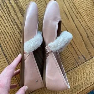 UGG Lena Fluff Mary Jane style Ballet Flats Pink Satin Sheepskin